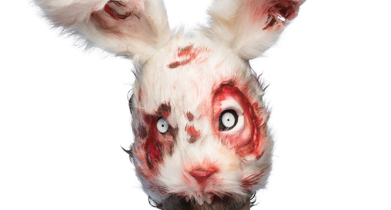 Pluchen halfmasker Bloederig konijn wit Halloween horror