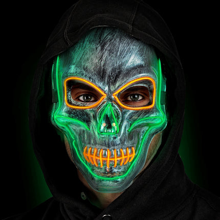 Zilveren schedel masker met gekleurd ledlicht — foto 3