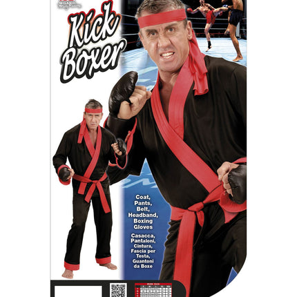 Stoer kickbokser pak compleet, vechtsport kostuum met bokshandschoenen
