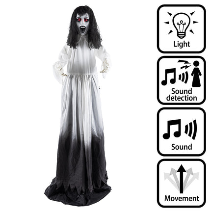Staande decoratie Ghost widow pop-up 225 cm Halloween