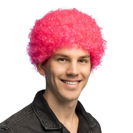 Pruik Curly neonroze UV — foto 2