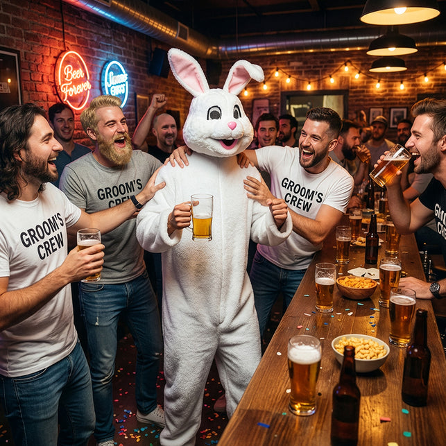 Bouncing bunny konijnpak vooraanzicht volwassenen