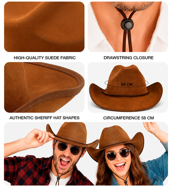 Cowboy hoed vintage suede bruin productfoto – hoeden