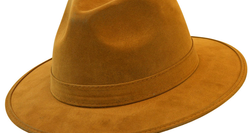 Fedorahoed vintage suede bruin voor heren vooraanzicht – hoeden