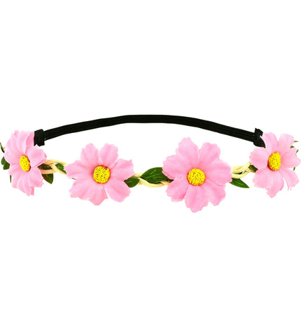 Haarband bloemen roze vooraanzicht – kleding accessoires