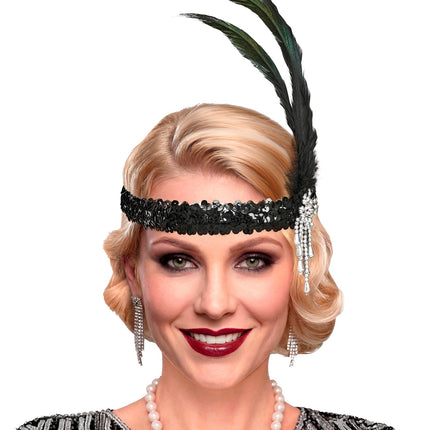 Haarband met veren roaring jaren 20 voor dames detailopname – kleding accessoires