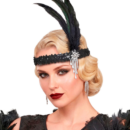 Haarband met veren roaring jaren 20 voor dames sfeerbeeld – kleding accessoires