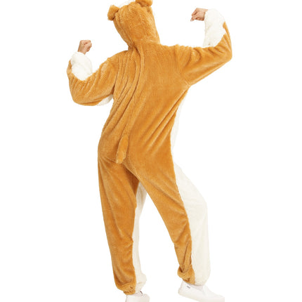 Bulldog pluchepak close-up, zachte hond onesie detail