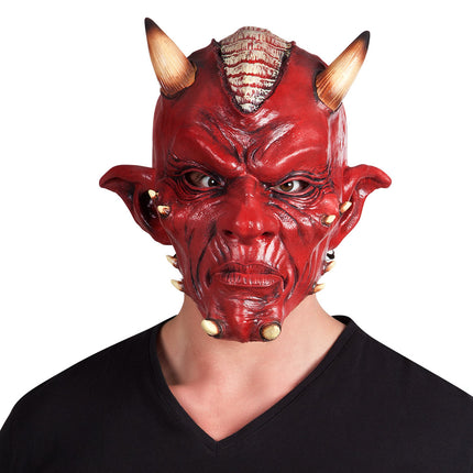 Latex hoofdmasker Duivel deluxe
