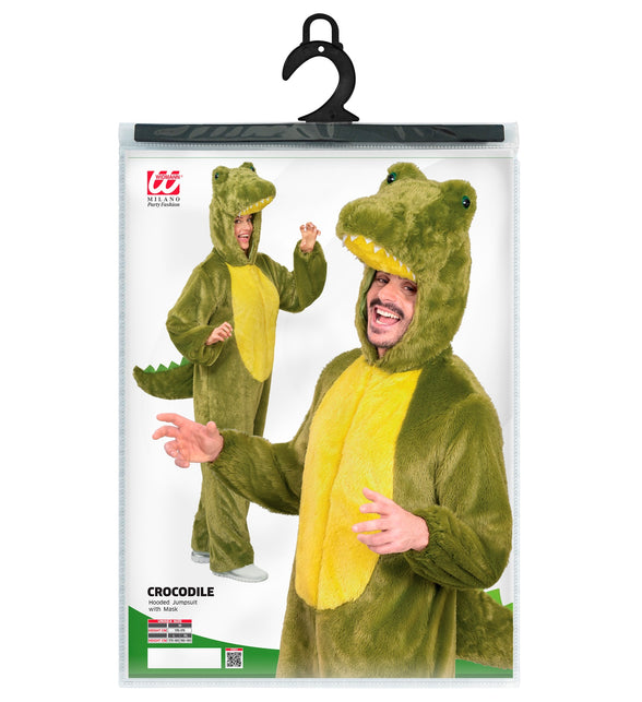 Verpakking krokodillenpak Widmann met jumpsuit, capuchon en masker