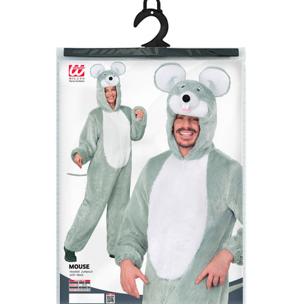 Muis in zacht pluche jumpsuit voor volwassenen sfeerbeeld – verkleedkleding