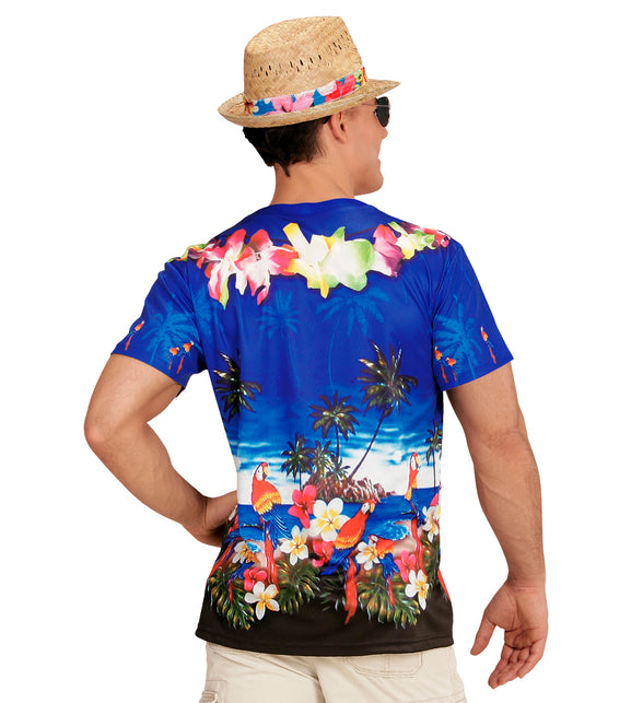 3D Hawaii verkleedshirt close-up, tropische beachbody print t-shirt heren