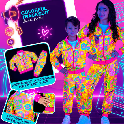 Neon groovy love hippie party fashion trainingspak colbert voor kinderen sfeerbeeld – verkleedkleding