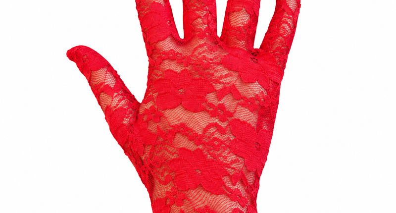 Rote Spitzenhandschuhe