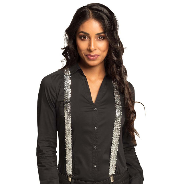 Boland Bretels Pailletten zilver