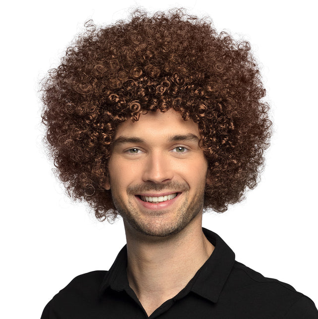 Boland Clown pruik afro krullen Groove bruin