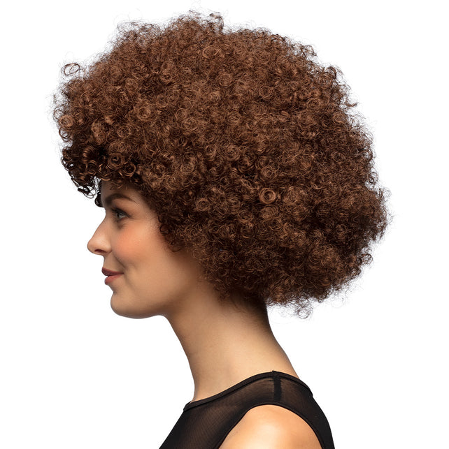 Boland Clown pruik afro krullen Groove bruin