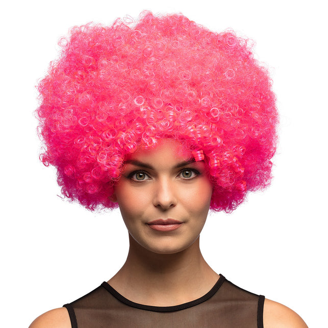 Boland Clown pruik afro krullen Groove roze