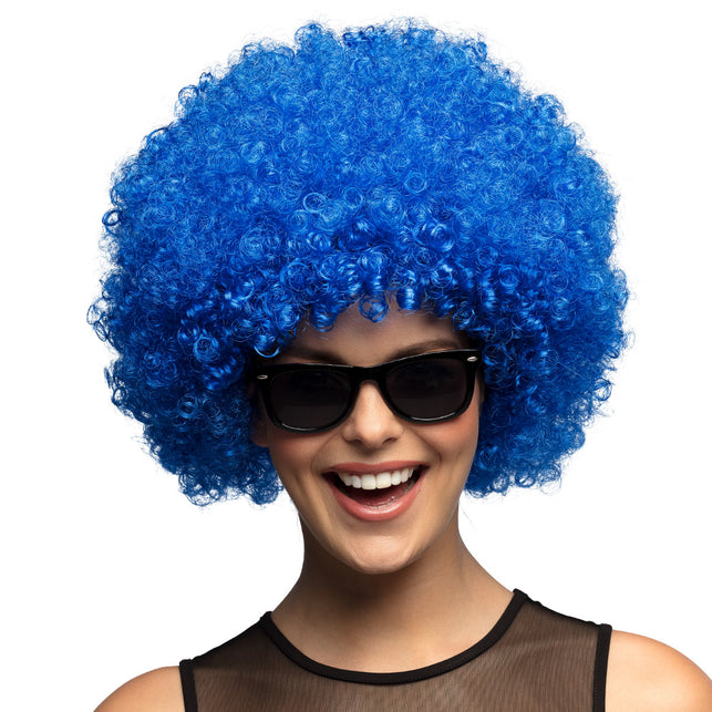 Boland Clown pruik krullen Groove blauw
