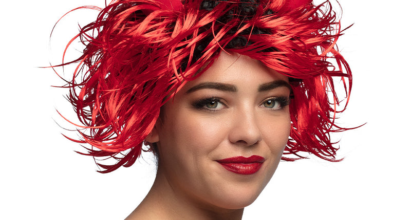 Boland Duivel pruik Curly met hoorns