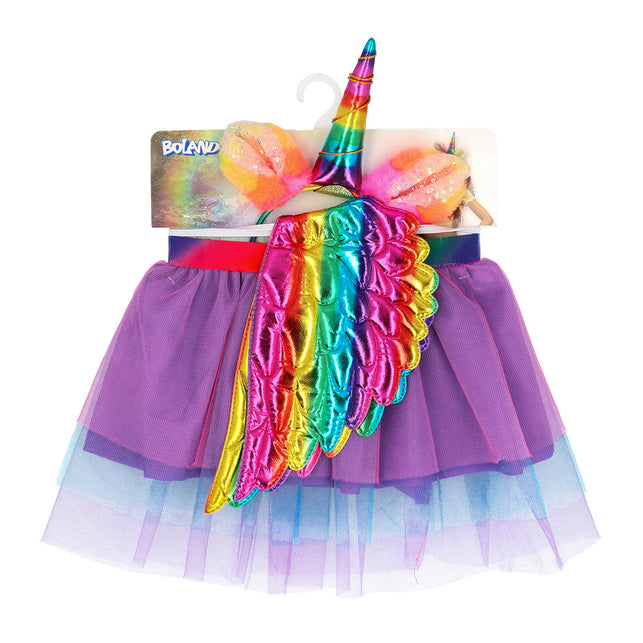 Boland Eenhoorn verkleed set regenboog kind