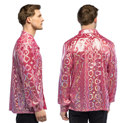 Boland Glanzend roze disco overhemd Lumi heren