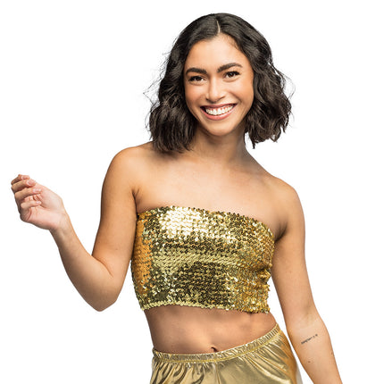 Boland Gouden glitter festival top Sparkle (dames, M/L)