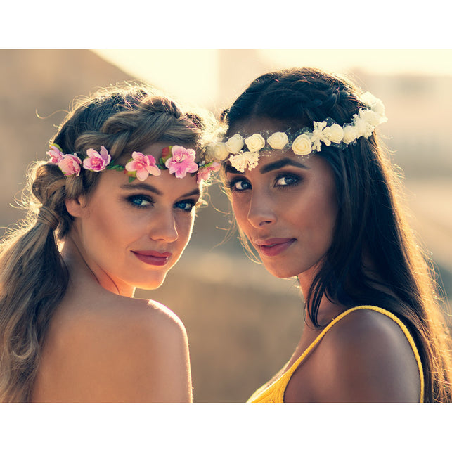 Boland Hippie hoofdband Ibiza witte bloemen