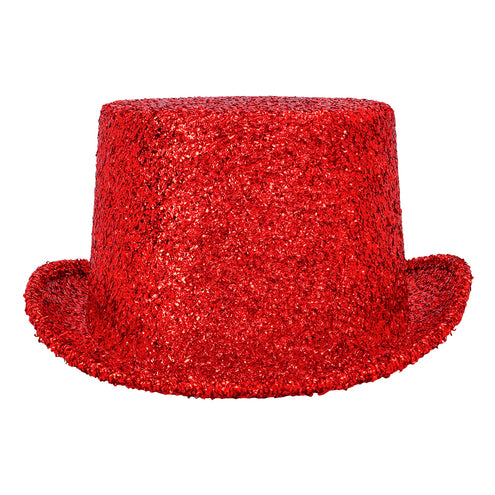 Boland Hoed Showtime rood (glitter hoge hoed)