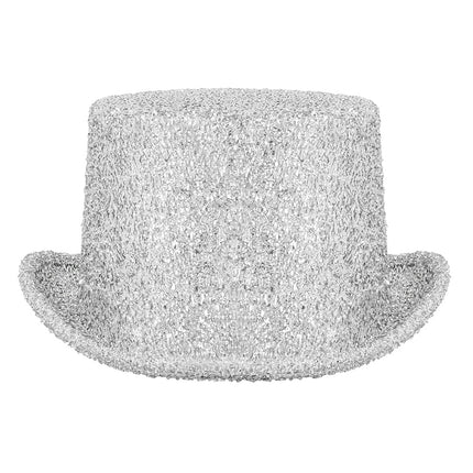 Boland Hoed Showtime zilver (glitter hoge hoed)