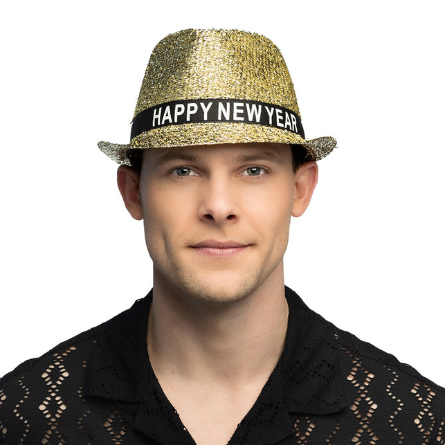Boland Hoed Sparkling 'Happy new year' goud