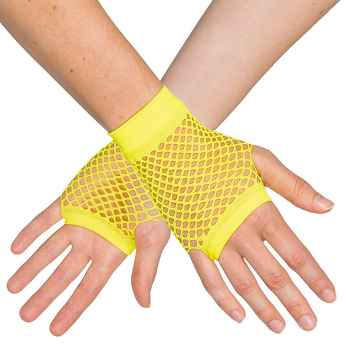 Boland Korte neongele mesh handschoenen dames (pols)