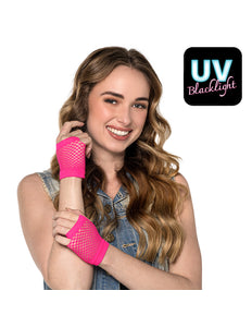 Boland Korte neonroze mesh handschoenen dames (pols)