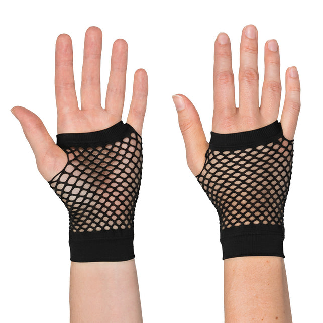 Boland Korte zwarte mesh handschoenen dames (pols)