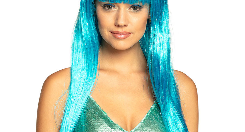 Boland Lange blauwe pruik Laguna