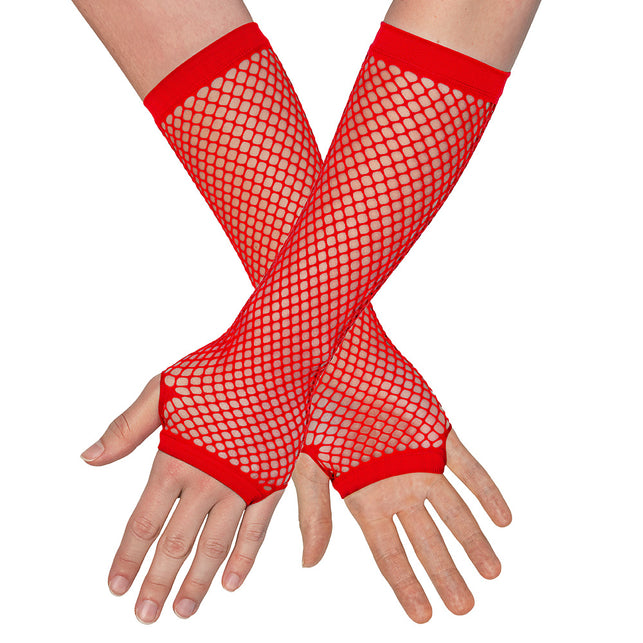 Boland Lange rode mesh handschoenen dames (elleboog)