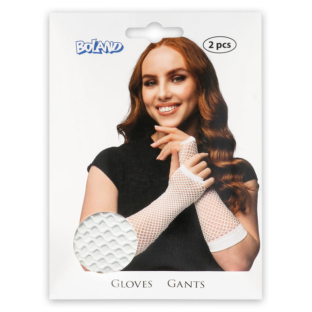 Boland Lange witte mesh handschoenen dames (elleboog)
