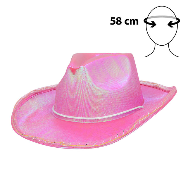Boland LED cowboyhoed Pearl roze met lichtjes