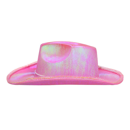 Boland LED cowboyhoed Pearl roze met lichtjes