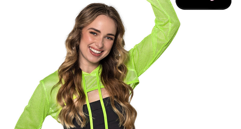 Boland Neongroene visnet bolero dames (UV, maat M)