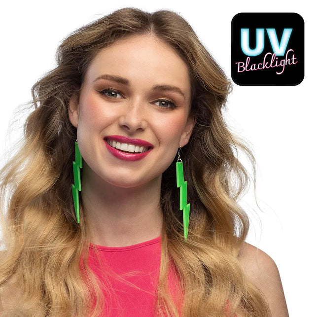 Boland Paar oorbellen Flash neon groen