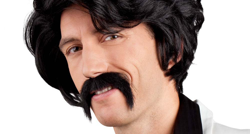 Boland Pruik Chuck zwart met snor