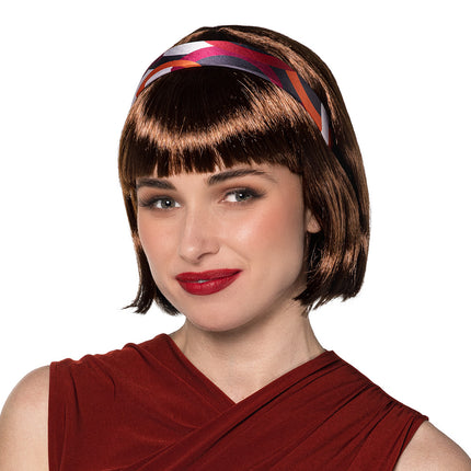 Pruik Pin-up bruin met hoofdband