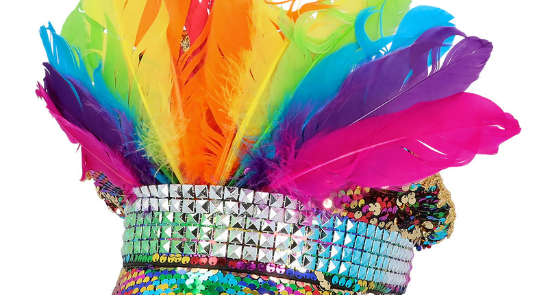 Boland Regenboog glitter pet met veren