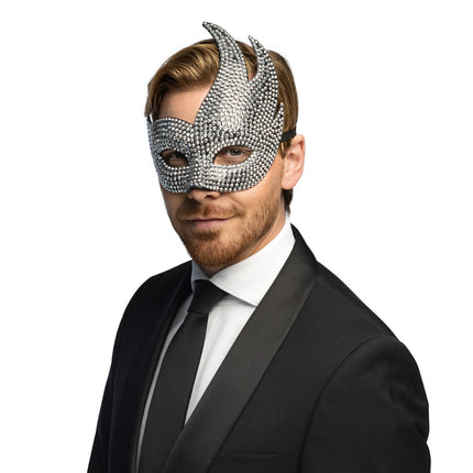 Boland Rhinestone diva oogmasker zilver