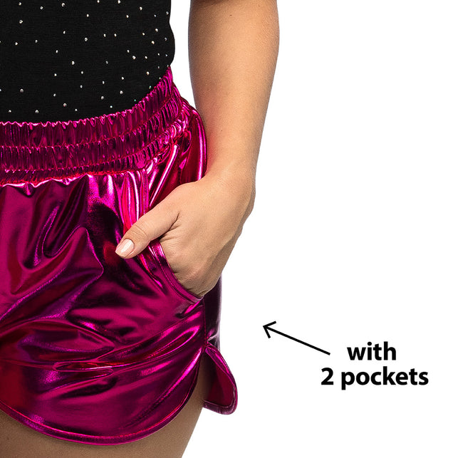 Boland Roze glitter hotpants Shiny dames (M / L/XL)