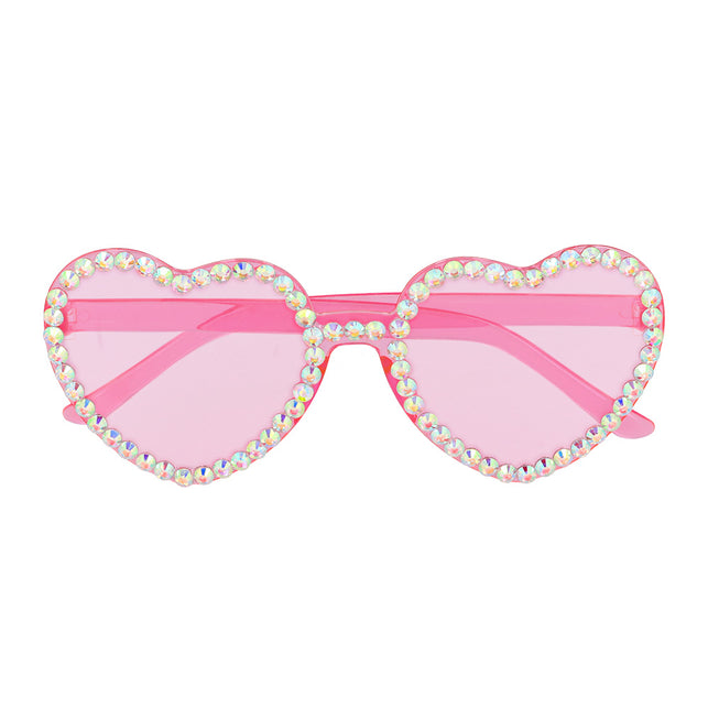 Boland Roze hartjes partybril Diamond heart