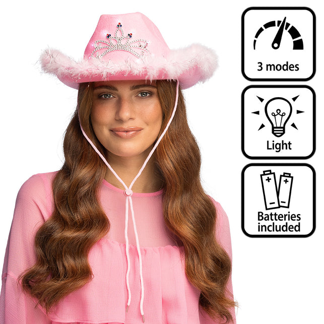 Boland Roze LED hoed Blush bandit (met verlichting)