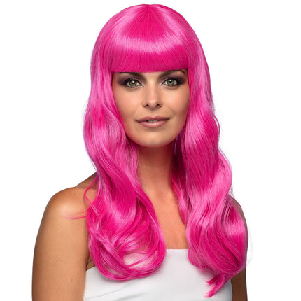 Boland Roze pruik lang golvend haar Chique icy