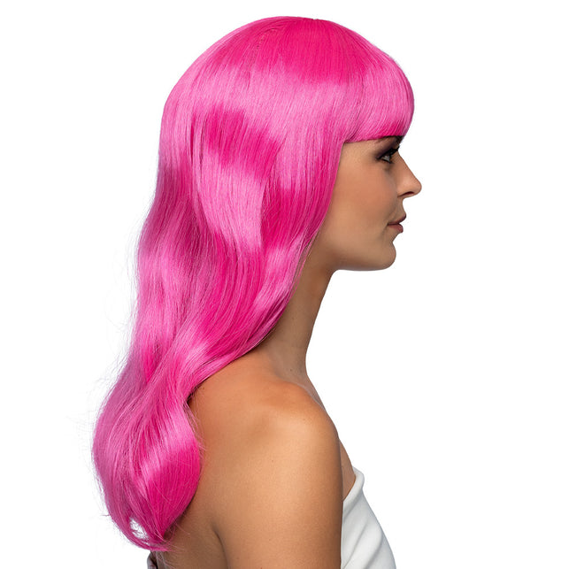 Boland Roze pruik lang golvend haar Chique icy